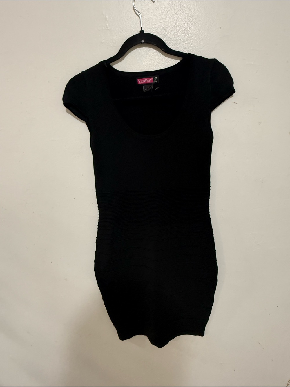 Say What? Black Short Sleeve Bodycon Dress